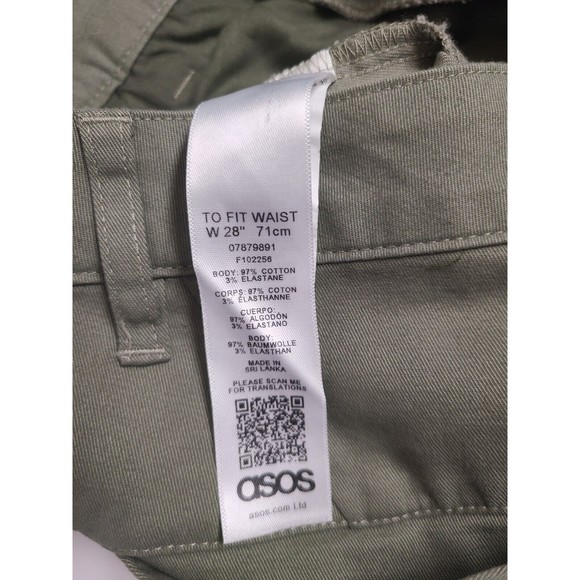 ASOS Chino Shorts Button Fly Womens 28" Waist Khaki Green New - Picture 8 of 10